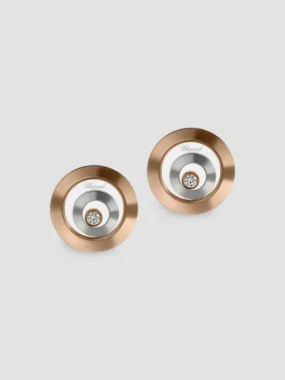 Chopard Happy Spirit Diamond, 18k Rose & White Gold Double Round Earrings In Rose Gold