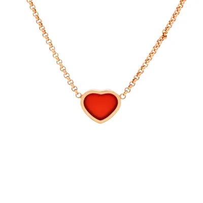 Chopard My Happy Hearts Pendant Necklace 18k Rose Gold With Carnelian In Multi
