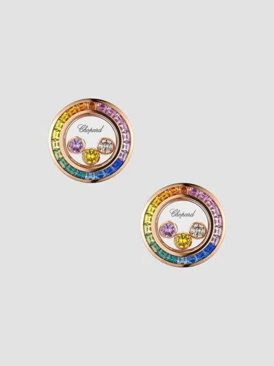 Chopard Women's Happy Diamonds 18k Rose Gold, Rainbow Sapphire, & 0.2 Tcw Diamond Earrings In Pink Gold
