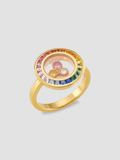 Chopard Women's Happy Diamonds 18k-gold, Rainbow Sapphire & 0.1 Tcw Diamond Ring In Pink