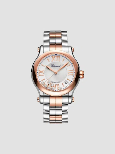 Chopard Women's Happy Sport Stainless Steel, 18k Rose Gold & 0.35 Tcw Diamond Bracelet Watch/36mm