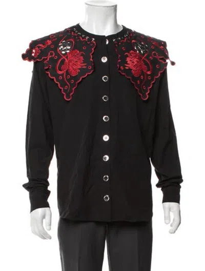 Pre-owned Chopova Lowena Floral Print Long Sleeve Shirt In Black