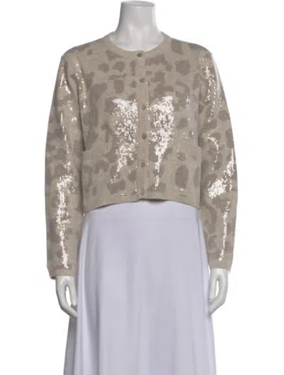 Pre-owned Christian Lacroix Animal Print Crew Neck Sweater In Neutrals