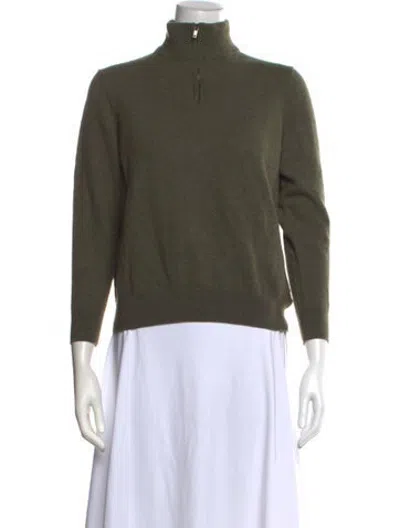 Pre-owned Christian Lacroix Merino Wool Mock Neck Sweater In Green