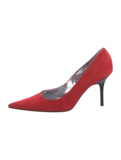 Pre-owned Christian Lacroix Suede Pumps In Red