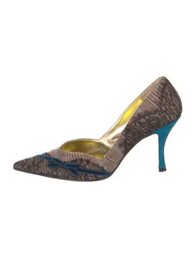 Pre-owned Christian Lacroix Tweed Plaid Print Pumps In Neutrals