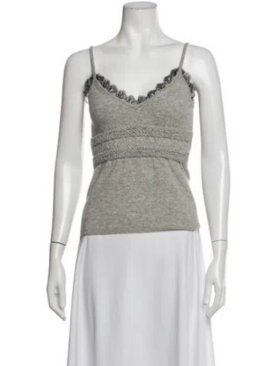 Pre-owned Christian Lacroix Wool V-neck Top In Neutrals