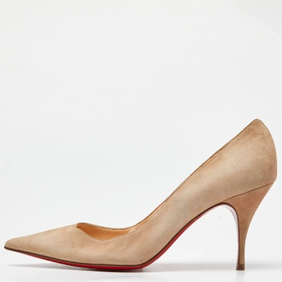 Pre-owned Christian Louboutin Beige Suede Pumps Size 36