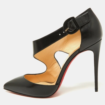 Pre-owned Christian Louboutin Black Leather Sharpeta Pointed-toe Pumps Size 40.5