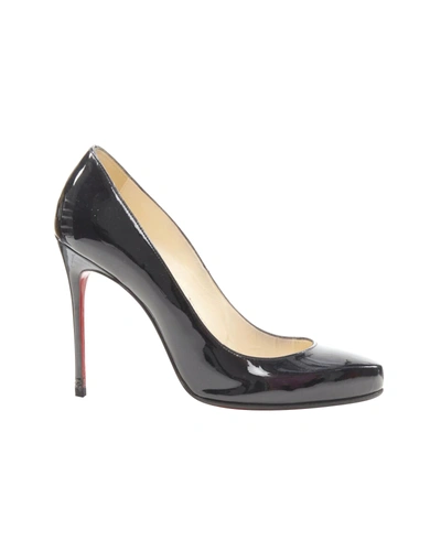 Christian Louboutin Black Patent Rounded Point Classic Stiletto Pump