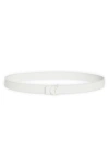 Christian Louboutin Cl Monogram Buckle Leather Belt In W240 Bianco/ Bianco