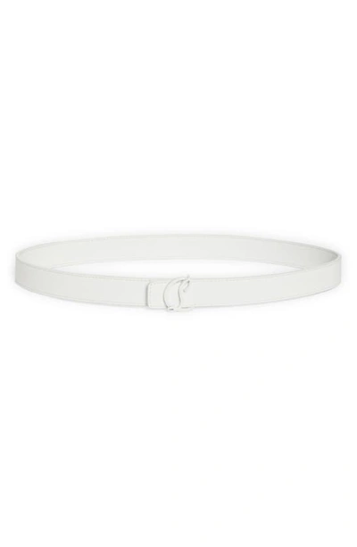 Christian Louboutin Cl Monogram Buckle Leather Belt In W240 Bianco/ Bianco