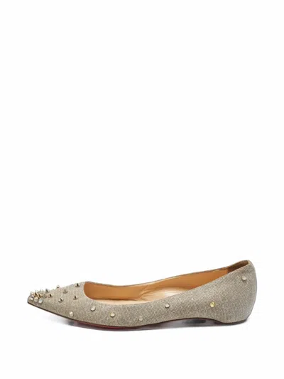 Pre-owned Christian Louboutin Degraspike Pointed-toe Ballet Flats In Gold
