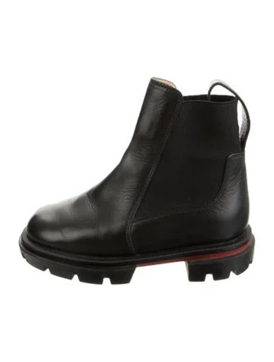 Pre-owned Christian Louboutin Babies' Leather Boots In Black