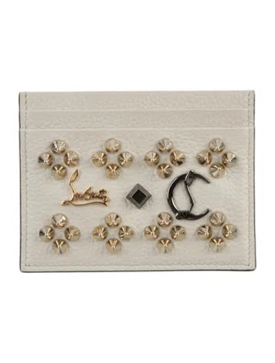 Pre-owned Christian Louboutin Leather Graphic Print Card Holder In Neutrals