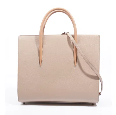 Christian Louboutin Paloma Tote Bag Calfskin Leather In Beige