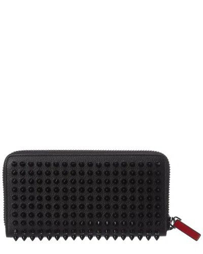 Christian Louboutin Panettone Leather Zip-around Wallet In Black