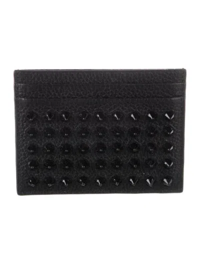 Pre-owned Christian Louboutin Spike Accents Leather Card Holder In Black