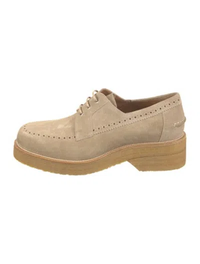 Pre-owned Christian Louboutin Suede Lasercut Accents Brogues W/ Tags In Neutrals