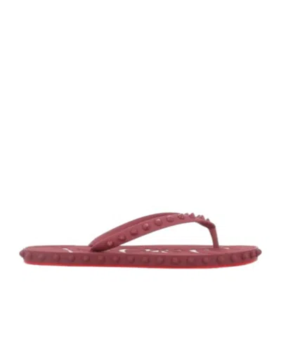 Christian Louboutin The Stapled Decorative Flip-flops In Pink