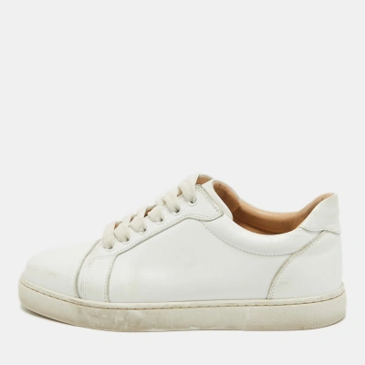 Pre-owned Christian Louboutin White Leather Louis Junior Sneakers Size 37