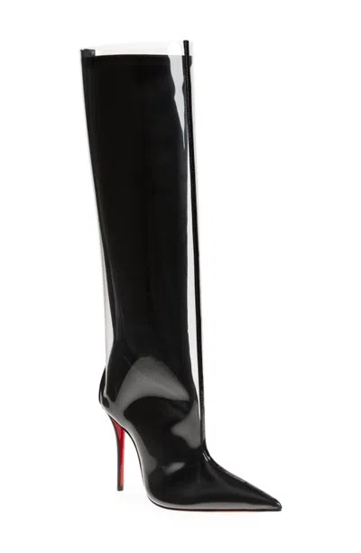 Christian Louboutin Zurprize Clear Encased Pointed Toe Boot In Black