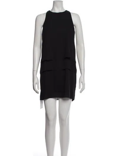 Pre-owned Christian Siriano Crew Neck Mini Dress In Black