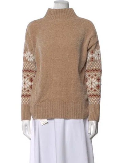 Pre-owned Christian Siriano Patterned Mock Neck Sweatshirt In Neutrals