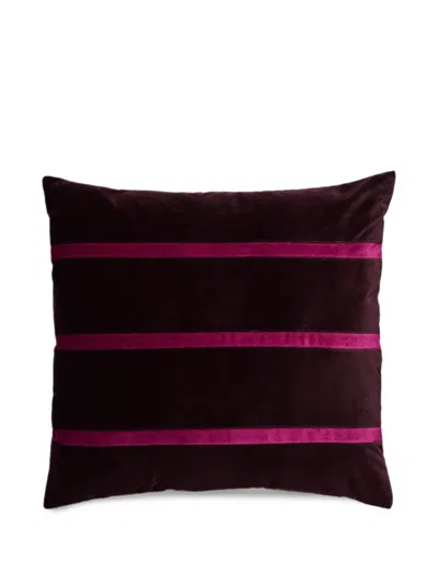 Christina Lundsteen Gemma Striped Velvet Cushion In Brown