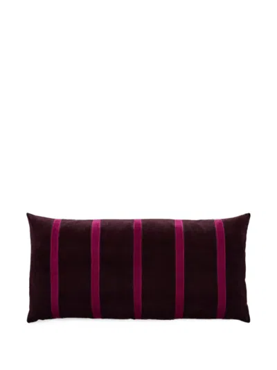 Christina Lundsteen Pippa Striped Velvet Cushion In Brown