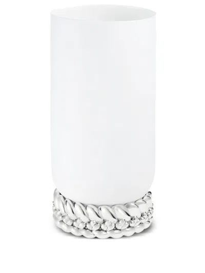 Christofle Babylone Braided Porcelain Vase In Silver