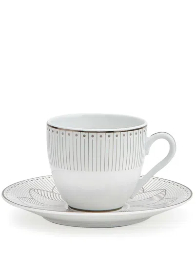 Christofle Malmaison Impériale Porcelain Coffee Cups (set Of Two) In White