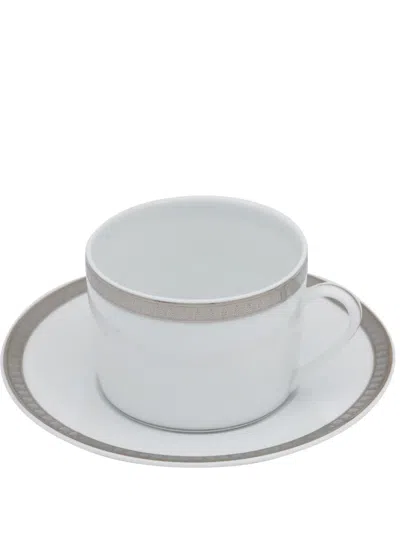 Christofle Malmaison Platine Coffee Cup And Saucer In Weiss