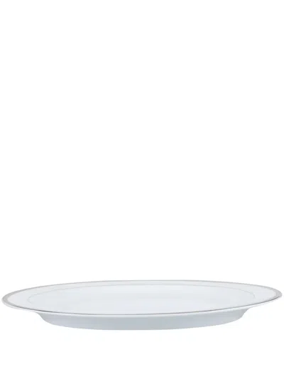 Christofle Malmaison Platine Oval Plate In Weiss