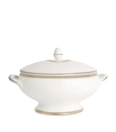 Christofle Malmaison Platinum Covered Vegetable Dish In White