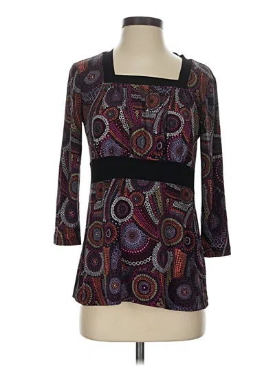 Pre-owned Christopher & Banks 3/4 Sleeve Blouse In Purple