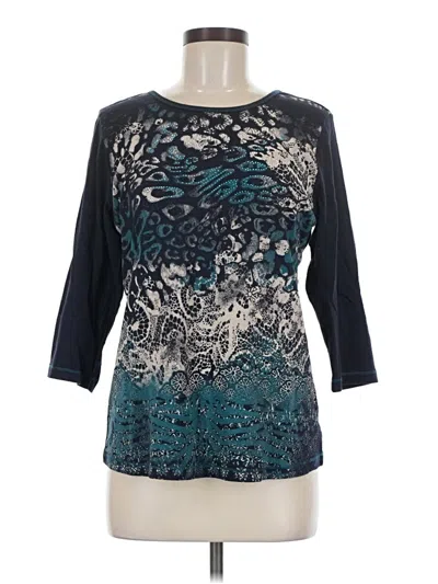 Pre-owned Christopher & Banks 3/4 Sleeve Top Teal Boatneck Tops