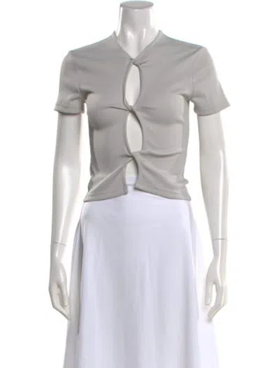 Pre-owned Christopher Esber Asymmetrical Short Sleeve Crop Top In White