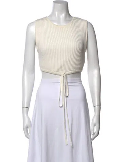 Pre-owned Christopher Esber Crew Neck Sleeveless Crop Top In Neutrals