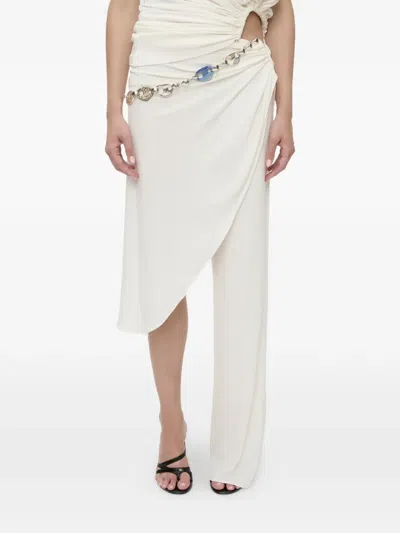 Christopher Esber Crystal Cable-chain Draped Trousers In White