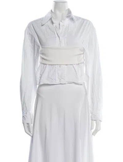 Pre-owned Christopher Esber Long Sleeve Button-up Top In White