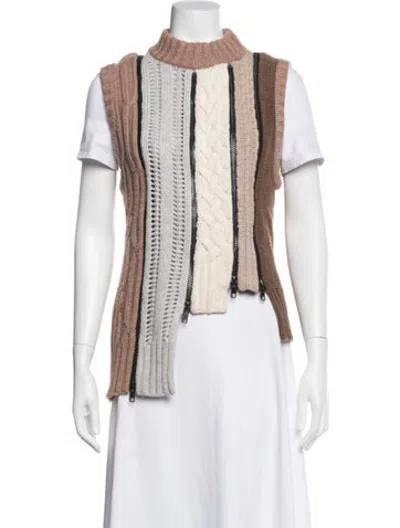 Pre-owned Christopher Esber Wool Colorblock Pattern Sweater In White