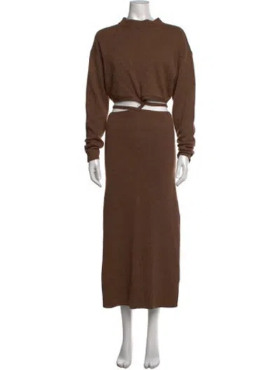 Pre-owned Christopher Esber Wool Long Dress In Brown