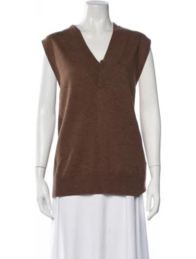 Pre-owned Christopher Esber Wool V-neck Sweater In Brown