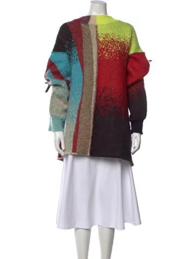 Pre-owned Christopher John Rogers Colorblock Pattern Mock Neck Sweater In Multicolor