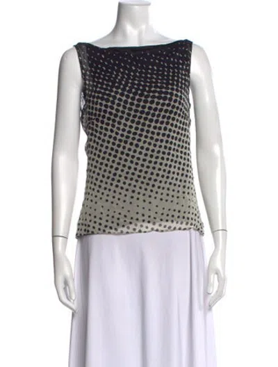 Pre-owned Christopher John Rogers Silk Polka Dot Print Top In Black