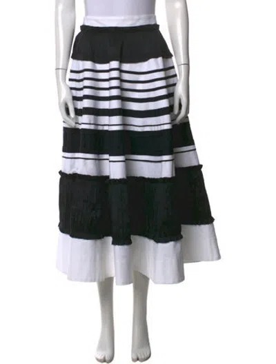 Pre-owned Christopher John Rogers Striped Long Skirt In Black