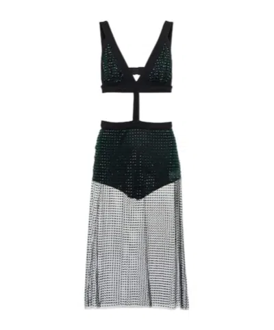Christopher Kane Embellished Tulle Midi Dress In Gray