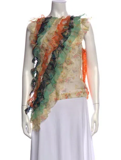 Pre-owned Christopher Kane Floral Print Asymmetrical Top In Multicolor
