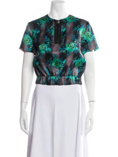 Pre-owned Christopher Kane Floral Print Crew Neck Top In Multicolor